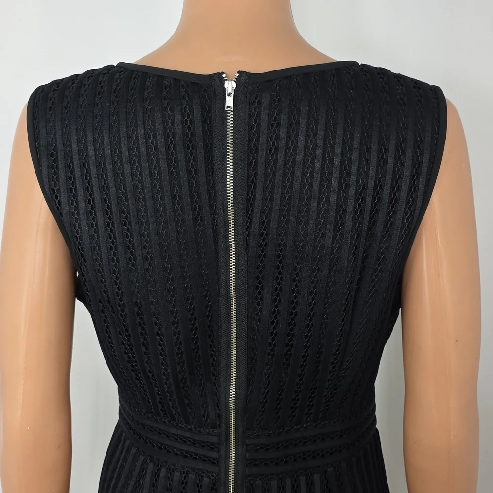 J.Crew Womens Lace Striped V-Neck Sleeveless A-Line Dress‎ Black Size 12P